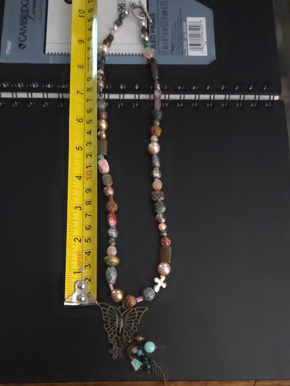Handmade Multicolor Beaded Necklace with Butterfly Pendant